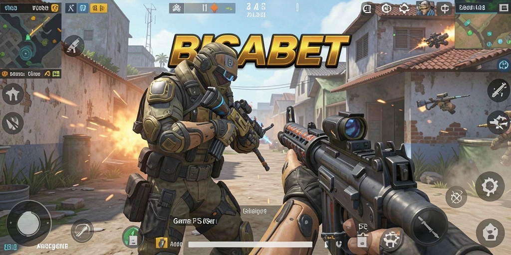 Tampilan gameplay menegangkan di BISABET, menunjukkan aksi tembak-menembak yang menarik.