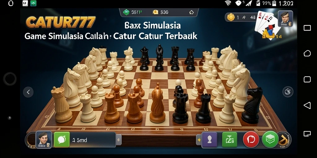 Tampilan gameplay interaktif dari CATUR777 dengan papan catur yang realistis.