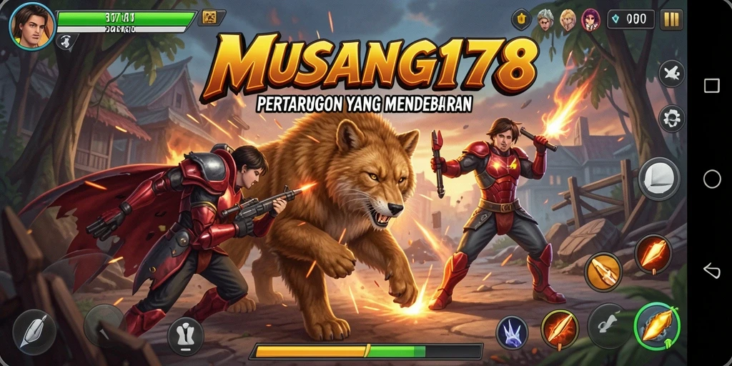 Tampilan pertarungan seru di MUSANG178 dengan karakter unik.