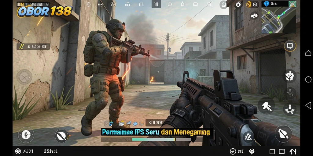 Gameplay seru OBOR138 dengan aksi tembak-tembakan intens.