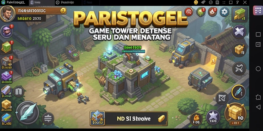 Tampilan gameplay seru dari PARISTOGEL dengan strategi Tower Defense.