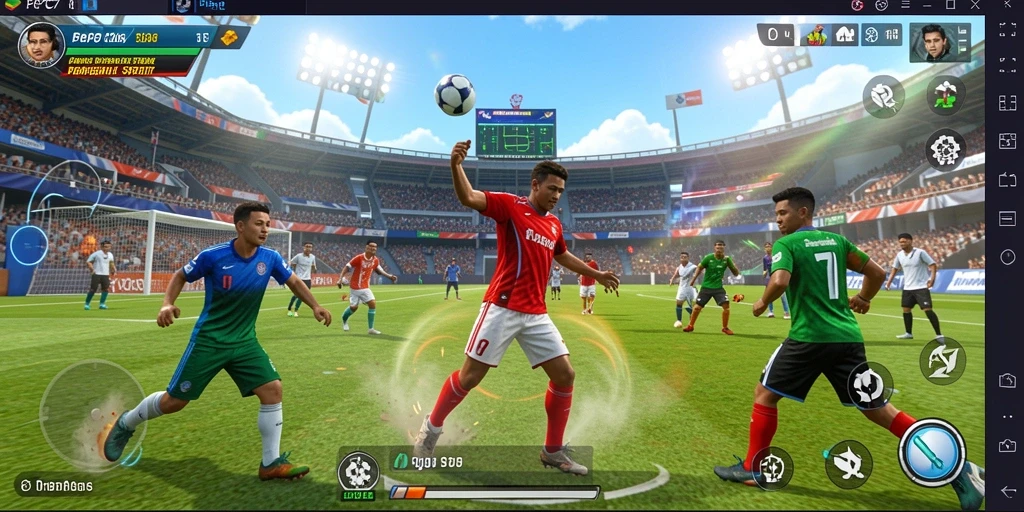 Screenshot utama PCPC7 menampilkan aksi seru dalam pertandingan olahraga.