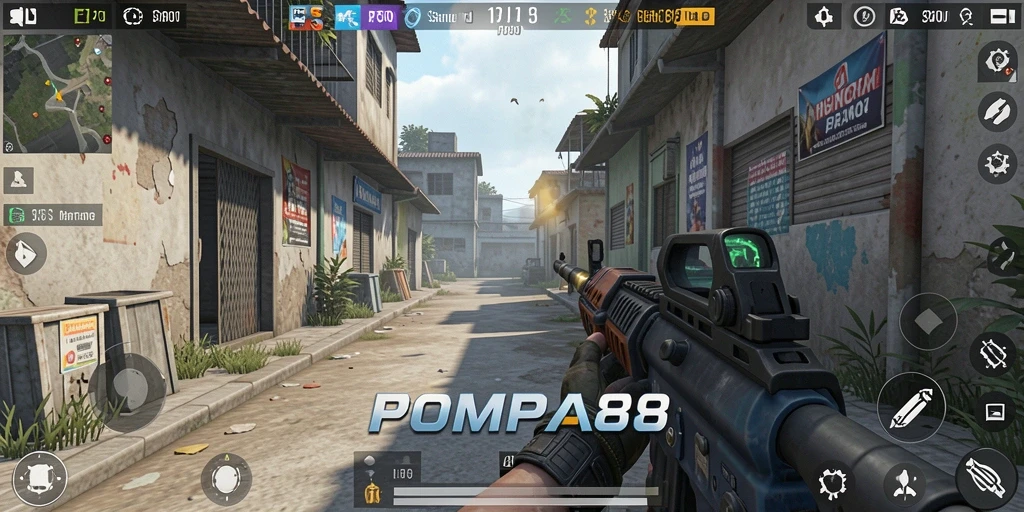 Tampilan menarik dari gameplay POMPA88 dengan aksi FPS yang intens.