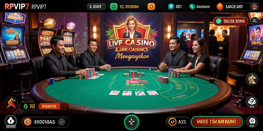 Screenshot RPVIP7 menampilkan gameplay Live Casino yang menegangkan.