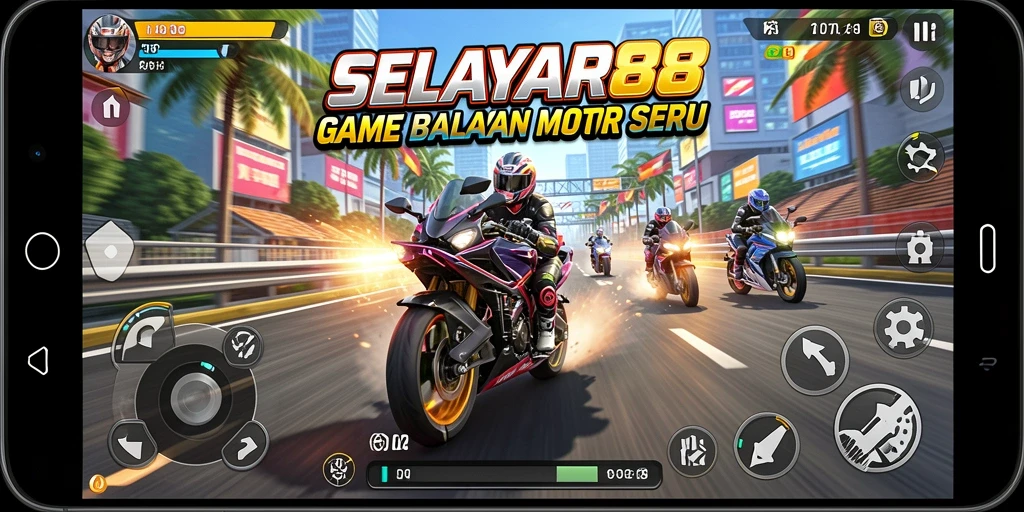 Tampilan gameplay menegangkan di SELAYAR88 saat balapan.