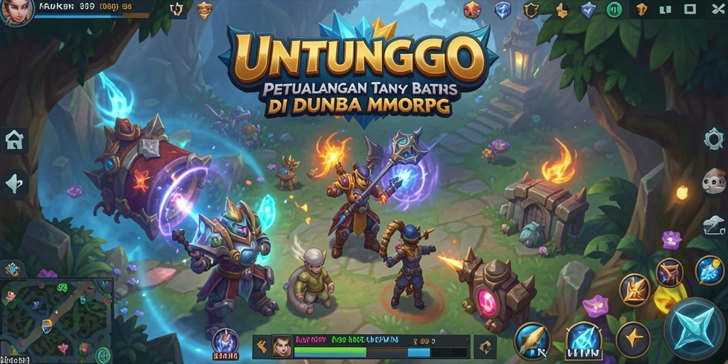 Screenshot utama UNTUNGGO menampilkan aksi gameplay MMORPG yang seru.