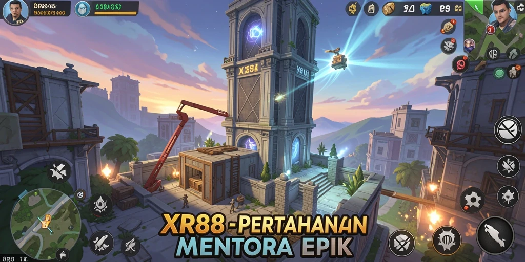 Tampilan gameplay <strong>XR88</strong> yang menegangkan dalam melindungi kerajaan.